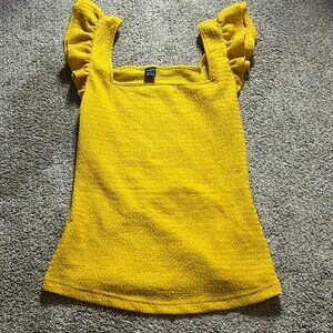 SHEIN yellow fluffy strap top!